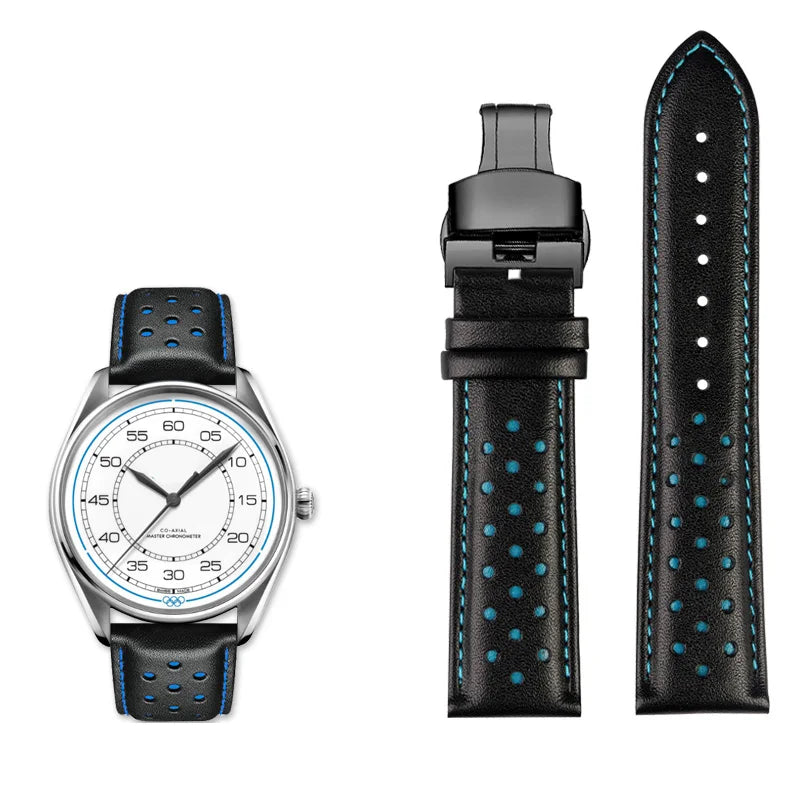 Men's circular leather watch strap, bracelet accessories, fits 1853 Tissot T116.617.36.051 NBA, co-branded, first layer