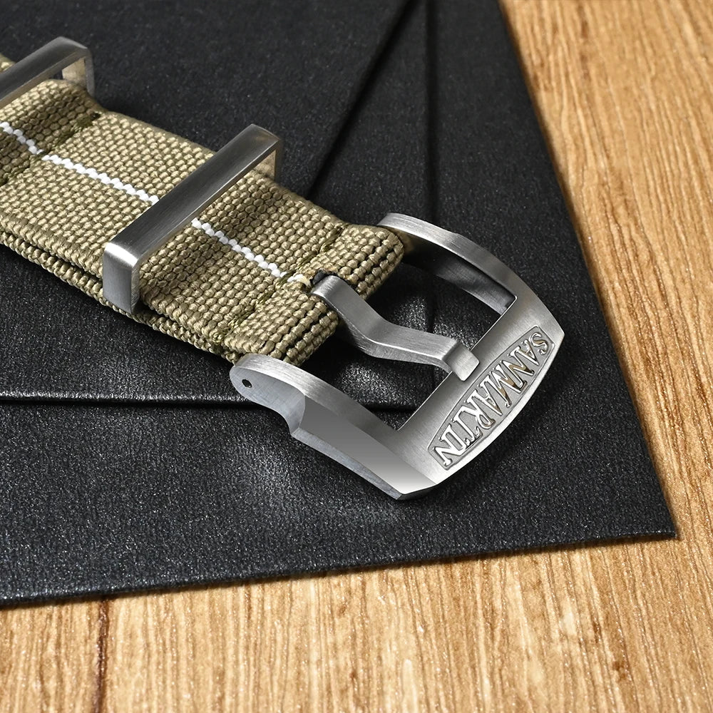 San Martin Watch Bracelet Elastic Nylon Strap 20mm Military Pilot Watch Band Universal Type Sport Paratrooper Strap Watch Parts