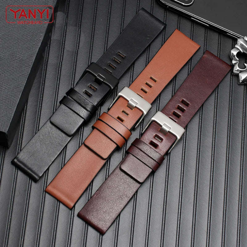 22 24 26 28 30mm 32mm Leather Watch Strap for Diesel Watch, Wristwatch Band for DZ4343 DZ7293 DZ7333