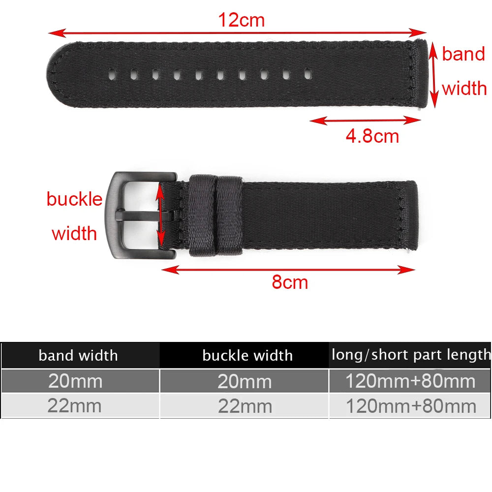 Bracelet de montre en Nylon à rayures classiques, 20mm 22mm, ceinture de sécurité brillante, libération rapide, Sport souple, accessoires de montre