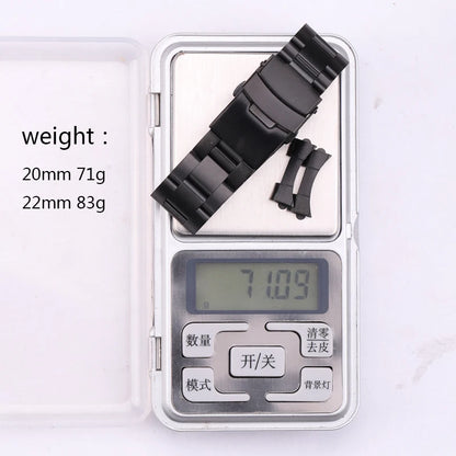 Bracelet de montre à extrémités courbes brossées, compatible avec SKX007 SKX009, 20 mm, 22 mm, en acier inoxydable argenté et noir