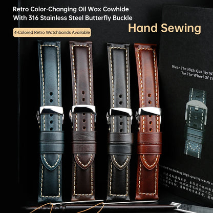 Watch accessories watch straps 20mm 22mm 24mm Cowhide leather watch strap butterfly buckle clasp watchband watch strap belt