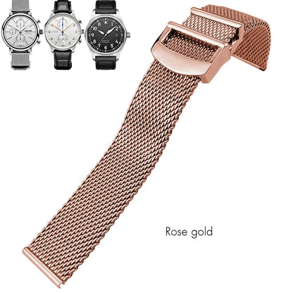 Cinturino solido per orologio in acciaio inossidabile, 20 mm 21 mm 22 mm, per IWC Pilot Portofino, oro rosa argento, strumenti di alta qualità