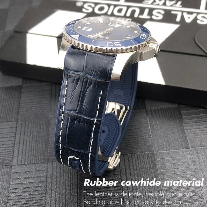 Cinturino per orologio in vera pelle, gomma e silicone, cinturino per orologio in nylon, adatto per Longines L3, Conquest, HUAWEI GT2, Samsung, 22mm, 21mm, 20mm, 19mm