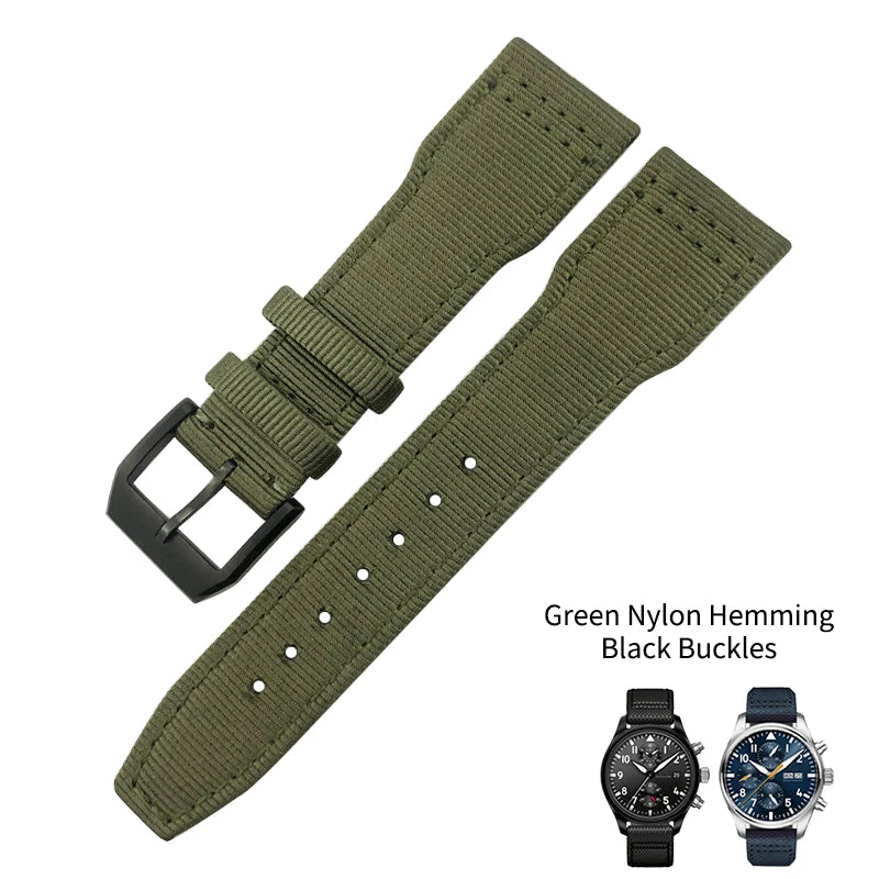Bracelet de montre en cuir véritable avec boucle ardillon, tissu en nylon, convient aux montres IWC, Spitfire Pilot Mark 18 TOP GUN Strap, 20mm, 21mm, 22mm