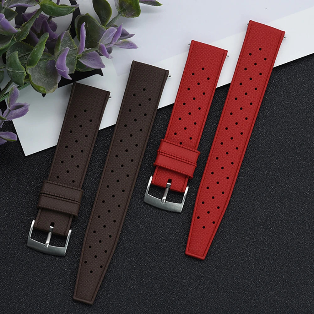 Premium FKM Rubber Watch Band Quick Release 18mm 20mm 22mm 24mm Rubber Watch Strap Smart Watch Bracelet