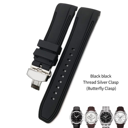 Uhrenarmband aus Kautschuk und Silikon mit gebogenem Anstoß, für Tissot T035 T035617, weiches Armband mit Schmetterlingsschließe, 23 mm 24 mm