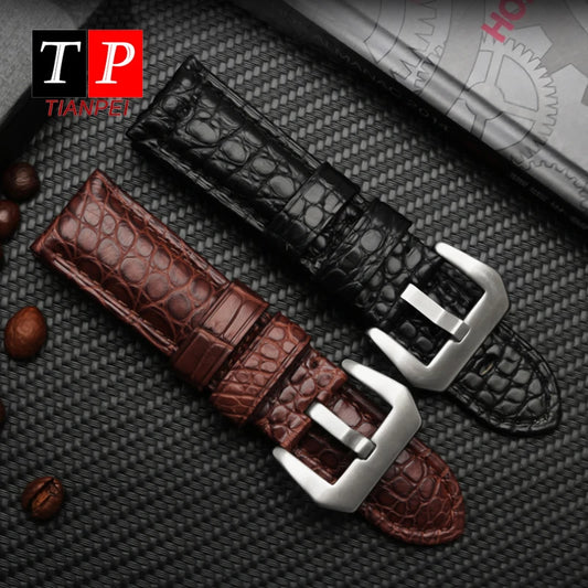 Cinturino per orologio da uomo in pelle di coccodrillo, cinturino in vera pelle, nero, marrone, alta qualità, per Panerai 441, 24mm, 26mm, 22mm