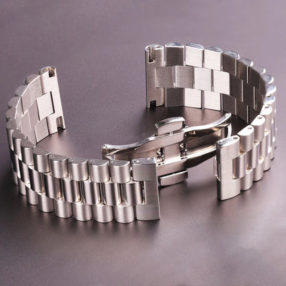 Bracelets de montre en acier inoxydable pour femmes et hommes, argent, métal massif, 16mm, 18mm, 20mm, 21mm, 22mm, accessoires