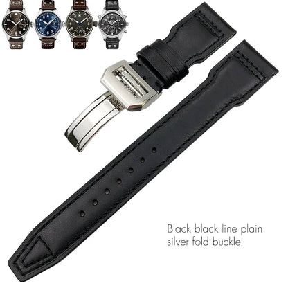 Cinturino per orologio in vera pelle di alta qualità con rivetti da 21 mm 22 mm, adatto per IWC Big Pilot Spitfire TOP GUN, in pelle bovina marrone e nera