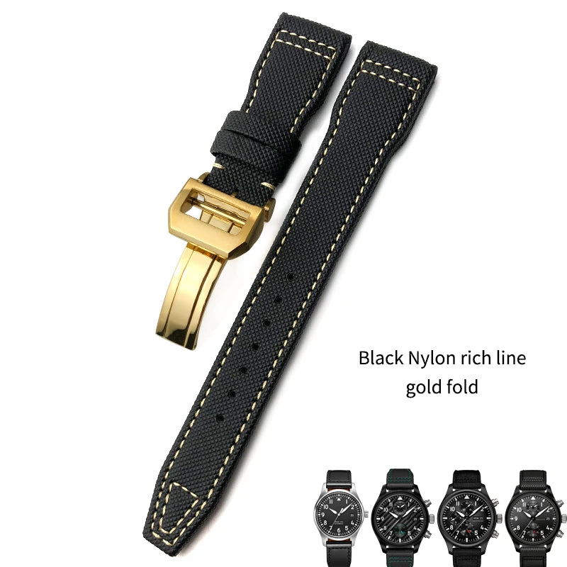 Bracelet de montre en nylon tissé de haute qualité, adapté pour IWC Pilot SPITFIRE MARK 18 Portugieser Portofino TOP GUN Suffino 77 Strap, 20mm, 21mm, 22mm