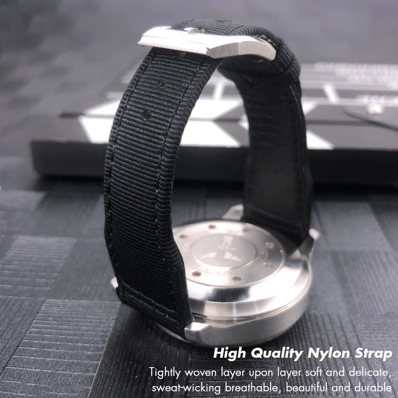 Bracelet de montre en cuir véritable avec boucle ardillon, tissu en nylon, convient aux montres IWC, Spitfire Pilot Mark 18 TOP GUN Strap, 20mm, 21mm, 22mm