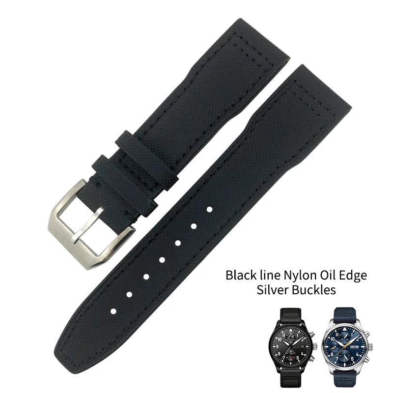 Bracelet de montre en cuir véritable avec boucle ardillon, tissu en nylon, convient aux montres IWC, Spitfire Pilot Mark 18 TOP GUN Strap, 20mm, 21mm, 22mm