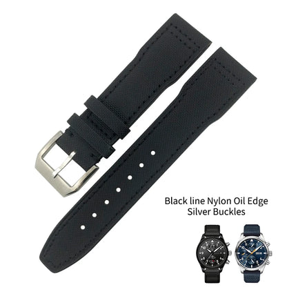 Bracelet de montre en cuir véritable avec boucle ardillon, tissu en nylon, convient aux montres IWC, Spitfire Pilot Mark 18 TOP GUN Strap, 20mm, 21mm, 22mm