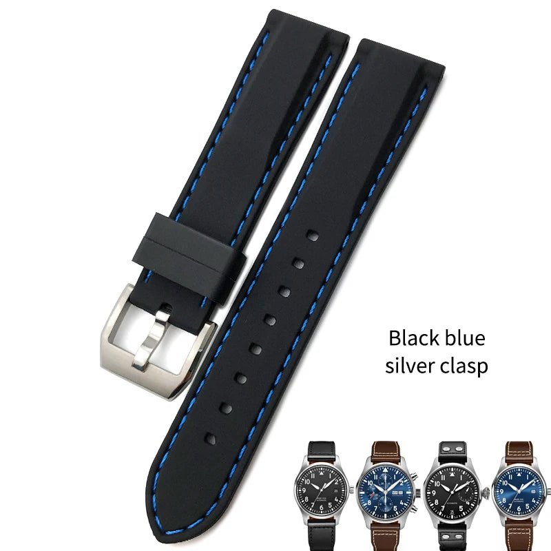 Bracelet de montre en caoutchouc et Silicone, 20/21/22mm, adapté pour IWC MARK Pilot Spitfire PORTOFINO IW 377701   IW 356501   Bracelets IW327 pour hommes