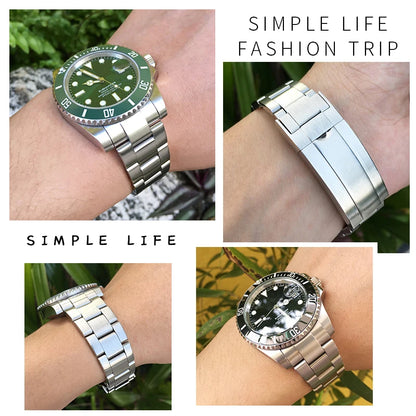 Bracelet de montre à extrémité incurvée en acier inoxydable pour Rolex Submariner, bracelet solide complet, accessoires de bracelet de montre, haute qualité, 20mm