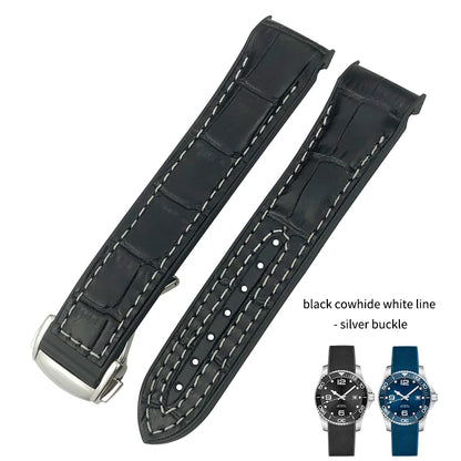 Cinturino per orologio in vera pelle, gomma e silicone, cinturino per orologio in nylon, adatto per Longines L3, Conquest, HUAWEI GT2, Samsung, 22mm, 21mm, 20mm, 19mm