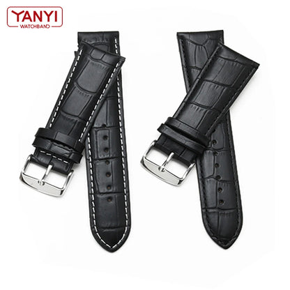 Cinturino per orologio in vera pelle da uomo, fibbia ad ardiglione 22mm-28mm, stampa alligatore, cinturino universale per tutti gli orologi