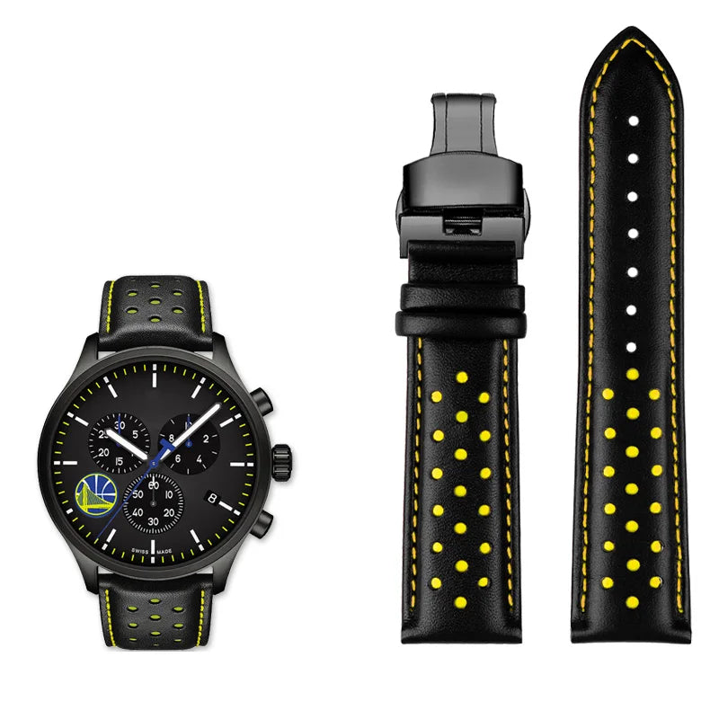 Men's circular leather watch strap, bracelet accessories, fits 1853 Tissot T116.617.36.051 NBA, co-branded, first layer