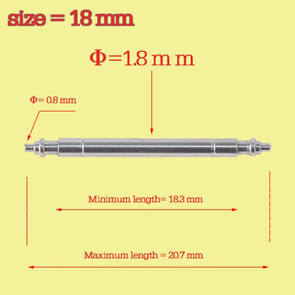 10 x barres de ressort/broches de montre de haute qualité 18,19,20,21,22mm, 1.8mm d'épaisseur, acier inoxydable 316