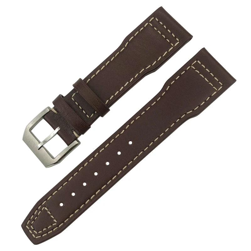 Bracelet de montre en cuir de vachette véritable, bracelet de montre marron souple, fermoir Tang, adapté pour IWC Pilot Mark 18, haute qualité, 20mm, 21mm, 22mm