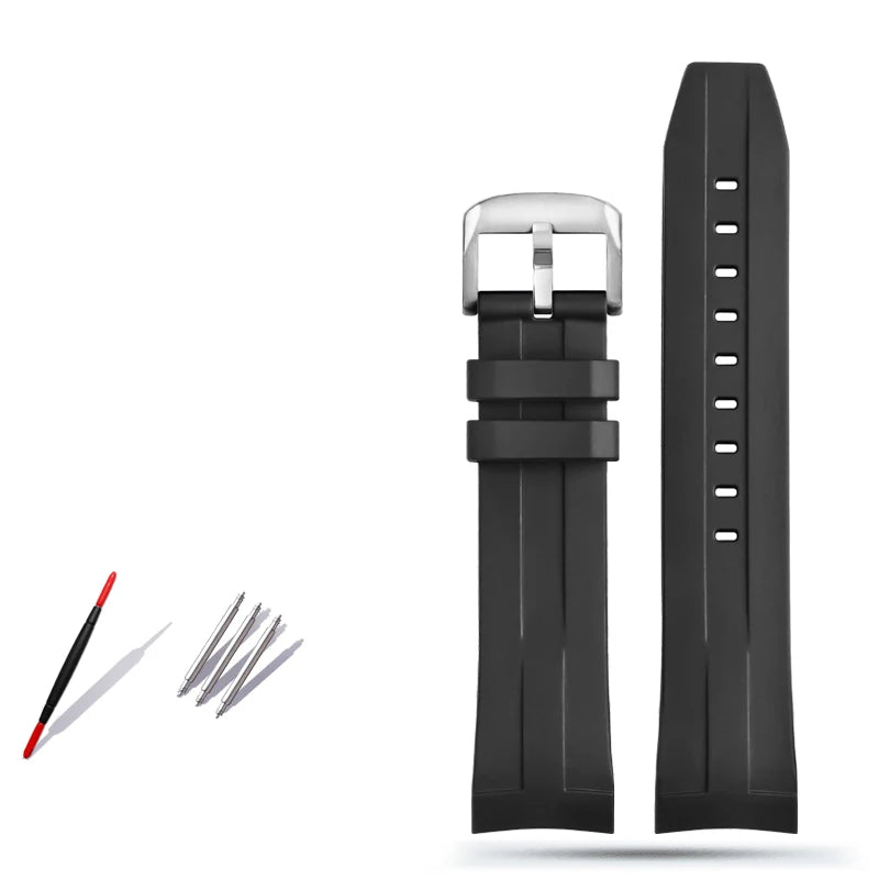 Rubber and silicone dustproof watch strap for Tissot 1853, T 120417 T120.417 men's watch strap accessories with a 22mm curved end
