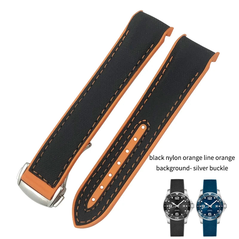 Cinturino per orologio in vera pelle, gomma e silicone, cinturino per orologio in nylon, adatto per Longines L3, Conquest, HUAWEI GT2, Samsung, 22mm, 21mm, 20mm, 19mm