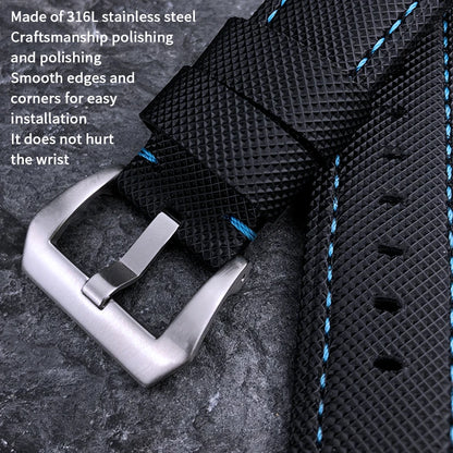 High-quality nylon watch strap, genuine leather strap, black and blue canvas, stainless steel structure, Panerai, 22mm, 24mm, 26mm