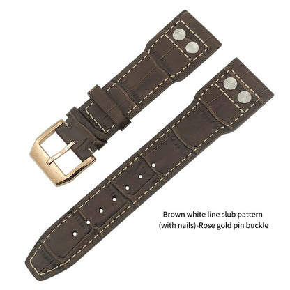 Bracelet de montre en cuir de vachette véritable, bracelet de montre marron souple, fermoir Tang, adapté pour IWC Pilot Mark 18, haute qualité, 20mm, 21mm, 22mm