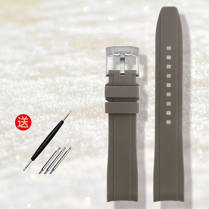 Bracelet de montre en caoutchouc de haute qualité 18mm 20mm 21mm 22mm pour montres Seiko Omega Moonswatch Rolex, bracelet à extrémités courbes