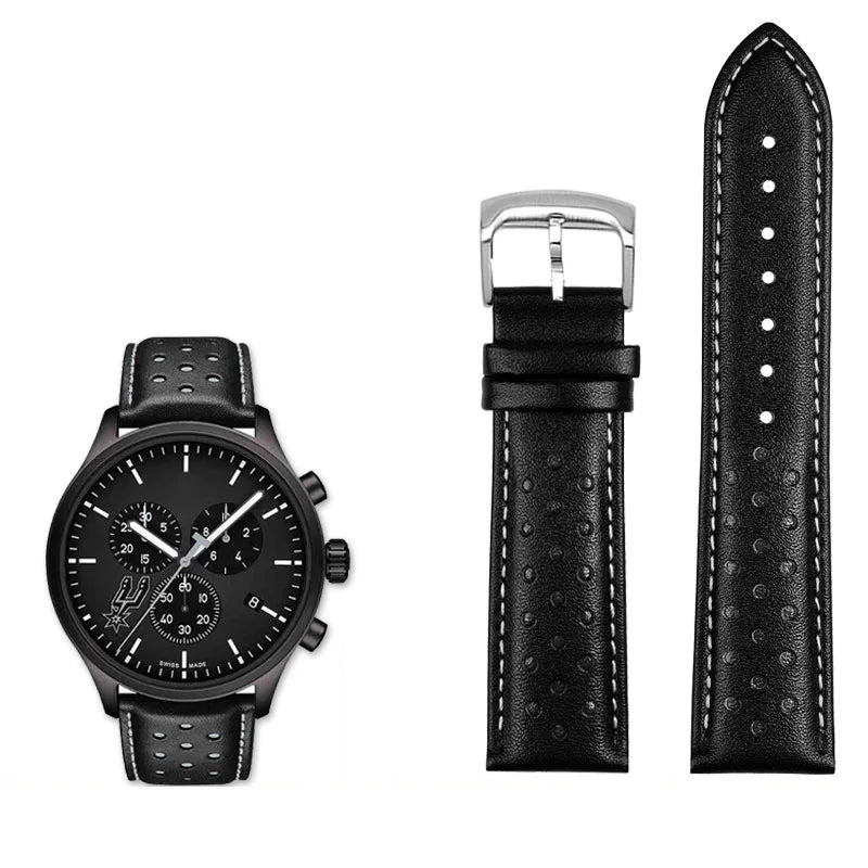 Men's circular leather watch strap, bracelet accessories, fits 1853 Tissot T116.617.36.051 NBA, co-branded, first layer