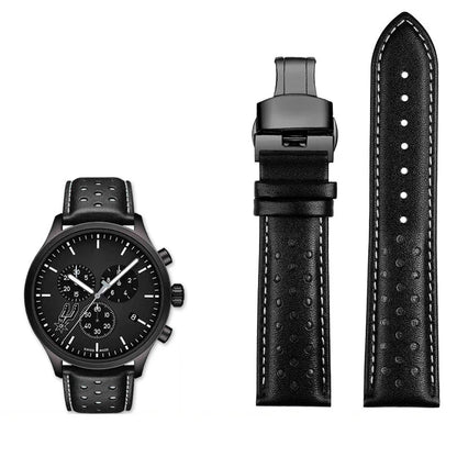 Men's circular leather watch strap, bracelet accessories, fits 1853 Tissot T116.617.36.051 NBA, co-branded, first layer