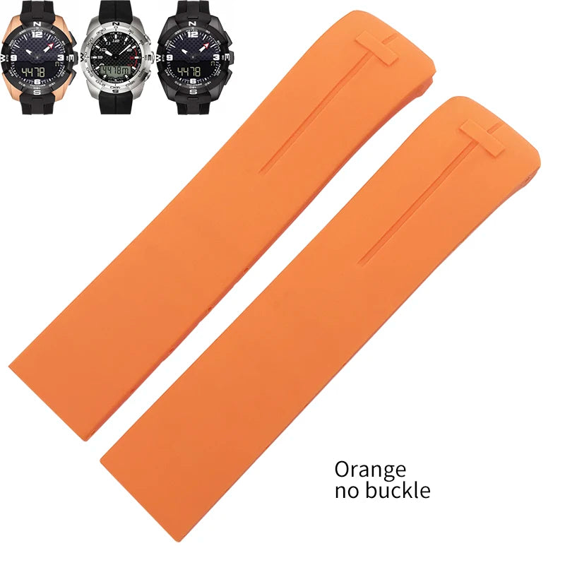 Passend für Tissot T-TOUCH T013 T047 21mm weiches Silikon-Kautschuk-Uhrenarmband Schwarz Orange Sport wasserdichtes Armband T091 T 013420 Ein Werkzeug
