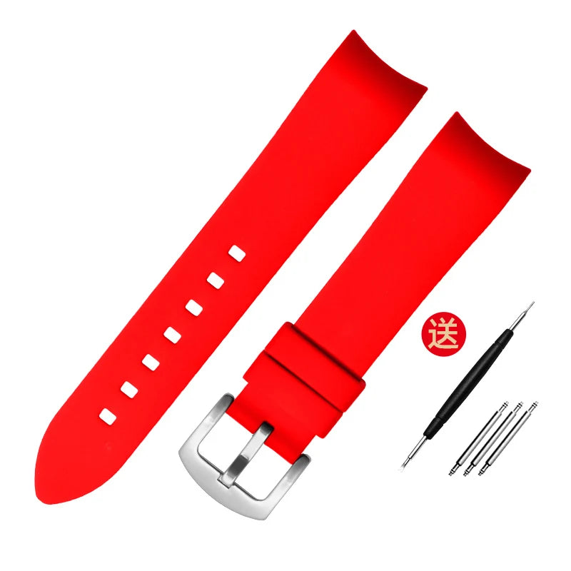 Bracelet de montre en caoutchouc à extrémité incurvée, 18mm 19mm 20mm 21mm 22mm 24mm, pour omega seiko rolex tissot Tudor