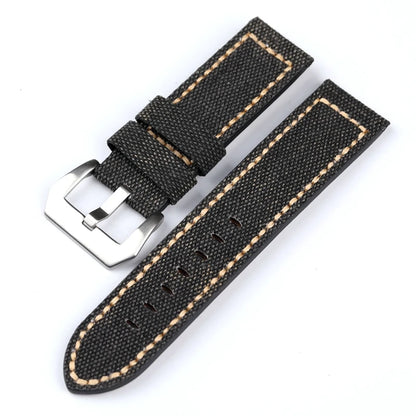 Cinturino per orologio in pelle e tela, 20 22 24 26MM, nero, verde, marrone, denim, materiale spesso, retrò, cinturino per orologio militare