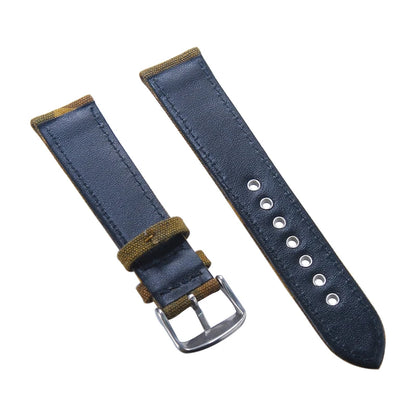 CamSolomon - Military Watch Strap, Brown Canvas, Waterproof, 20mm 22mm