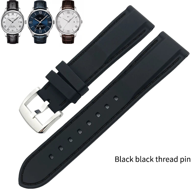 Rubber and Silicone Watch Strap, 19mm 20mm 21mm 22mm, for Tissot Le Locle T063, Soft and Waterproof, Stainless Steel Buckle