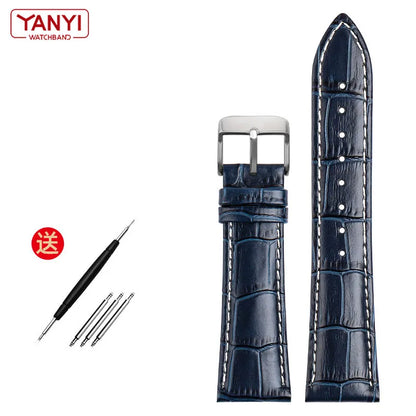 Bracelet en cuir véritable de vache, couche supérieure, 19 21mm 22mm, bleu foncé, pour Longines L 29094920   bracelet de montre bracelet de montres