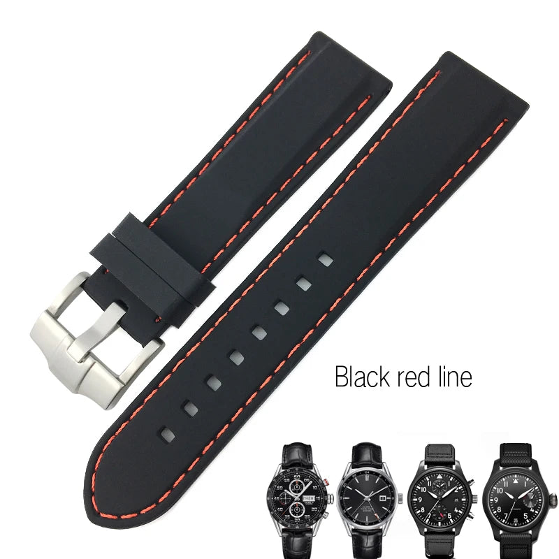 Correa de reloj flexible de caucho de silicona para hombre, correas de reloj de buceo, compatible con Hamilton, SEIKO, skx, Timex, Tag Heuer, IWC, CITIZEN, 20mm, 21mm, 22mm, 23mm, 24mm