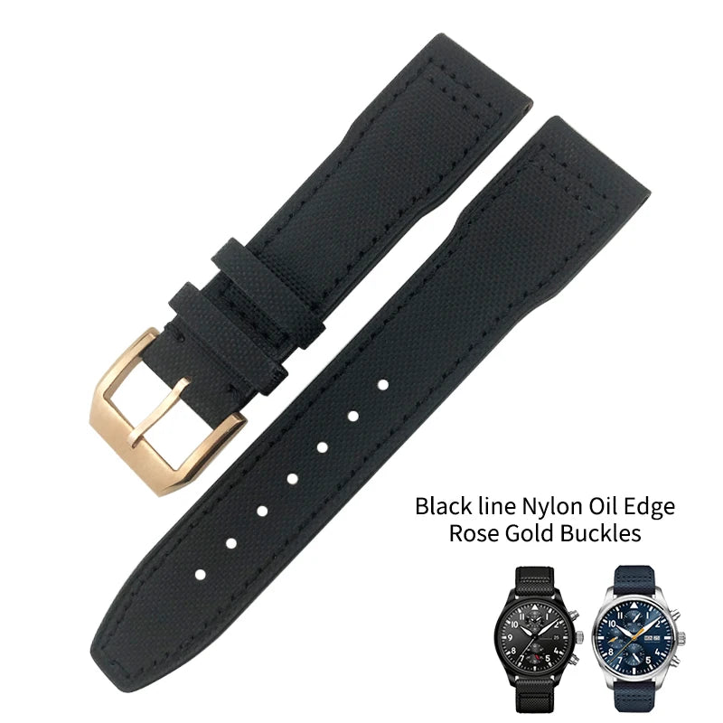 Bracelet de montre en cuir véritable avec boucle ardillon, tissu en nylon, convient aux montres IWC, Spitfire Pilot Mark 18 TOP GUN Strap, 20mm, 21mm, 22mm