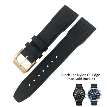 Bracelet de montre en cuir véritable avec boucle ardillon, tissu en nylon, convient aux montres IWC, Spitfire Pilot Mark 18 TOP GUN Strap, 20mm, 21mm, 22mm