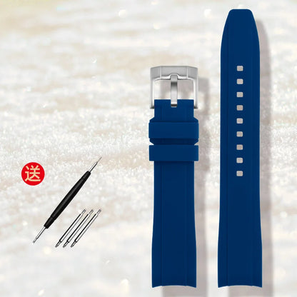 Bracelet de montre en caoutchouc de haute qualité 18mm 20mm 21mm 22mm pour montres Seiko Omega Moonswatch Rolex, bracelet à extrémités courbes