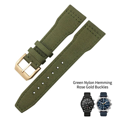 Bracelet de montre en cuir véritable avec boucle ardillon, tissu en nylon, convient aux montres IWC, Spitfire Pilot Mark 18 TOP GUN Strap, 20mm, 21mm, 22mm