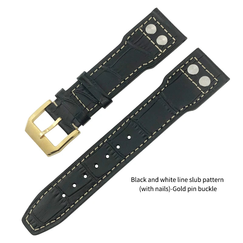 Bracelet de montre en cuir de vachette véritable, bracelet de montre marron souple, fermoir Tang, adapté pour IWC Pilot Mark 18, haute qualité, 20mm, 21mm, 22mm