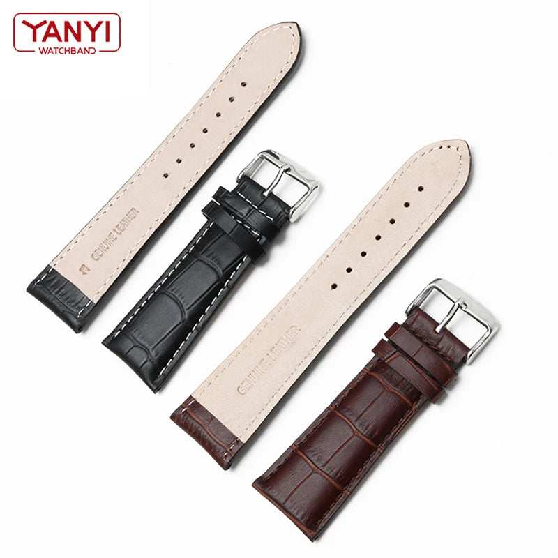 Cinturino per orologio in vera pelle da uomo, fibbia ad ardiglione 22mm-28mm, stampa alligatore, cinturino universale per tutti gli orologi