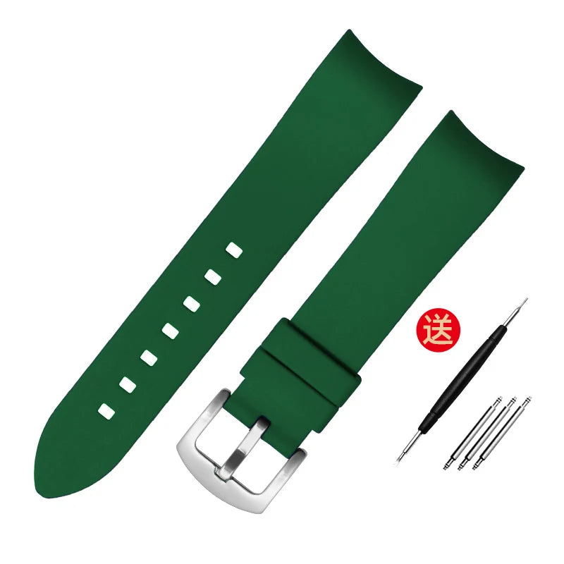 Bracelet de montre en caoutchouc à extrémité incurvée, 18mm 19mm 20mm 21mm 22mm 24mm, pour omega seiko rolex tissot Tudor