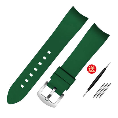 Bracelet de montre en caoutchouc à extrémité incurvée, 18mm 19mm 20mm 21mm 22mm 24mm, pour omega seiko rolex tissot Tudor