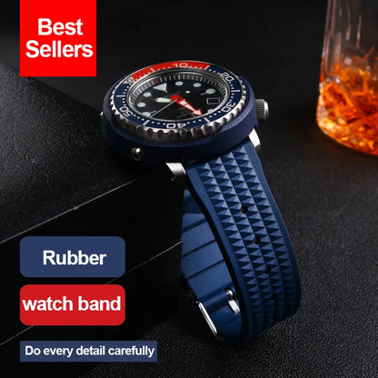 Pour Seiko IWC montre bracelets de montre en Silicone Sharkey MM300 SBDX001 6105 Bracelet étanche Bracelet gaufré en caoutchouc souple 20MM 22MM