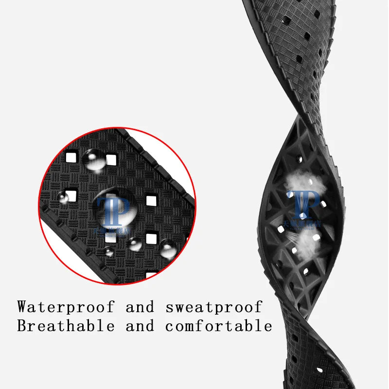 Rubber watch strap with convex interface, for handcrafted blue balloon/WSBB0025/W6920085