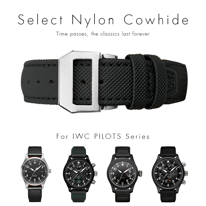 Bracelet de montre en nylon tissé de haute qualité, adapté pour IWC Pilot SPITFIRE MARK 18 Portugieser Portofino TOP GUN Suffino 77 Strap, 20mm, 21mm, 22mm